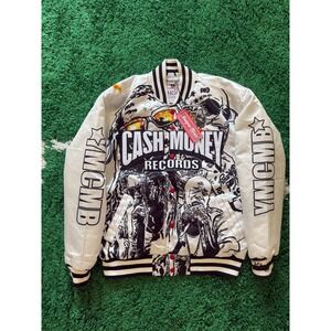 Headgear Classics Cash Money Records YMCMB Varsity Jacket White Mens Medium NEW